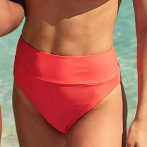 Aerie High Waisted High Cut‎ Cheeky Bikini Bottom in Neon Red Size XS NWT